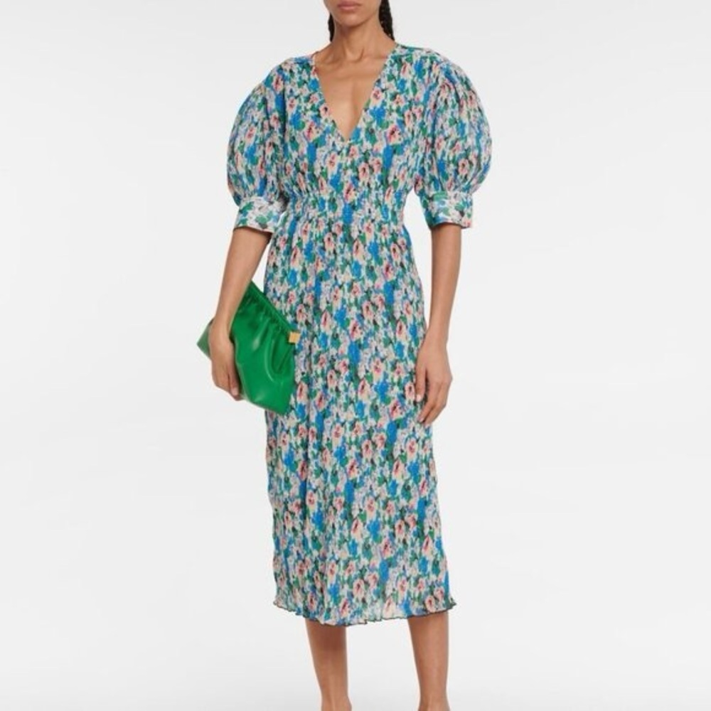 NWOT Ganni Georgette pleated floral midi dress sz 34